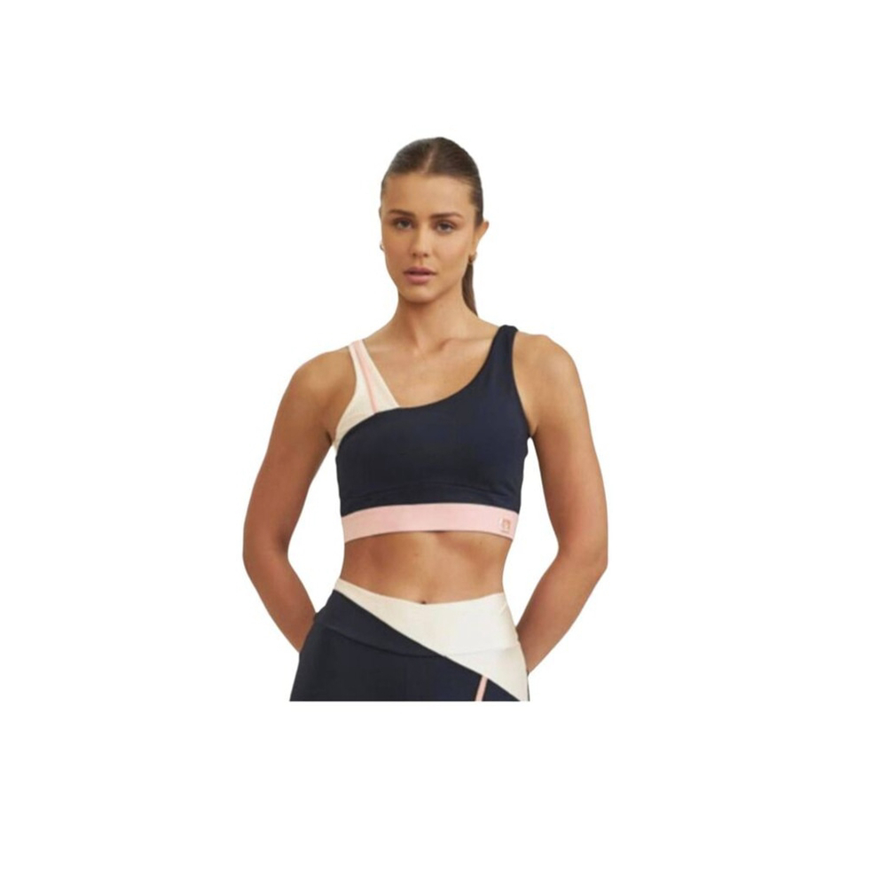 Cajubrasil Women's M Asymmetrical Sports Bra Black & Peach